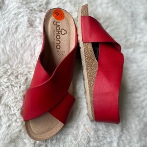 Yokono Wedge Sandals, 9-1/2, Red